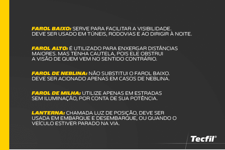 Dirigir à noite requer saber os tipos de farol